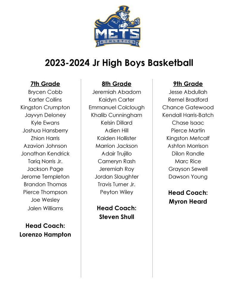 JH BB Roster